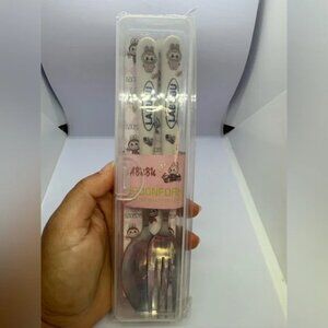 Labubu, Lafufu Set of Spoon & Fork Box, Full Labubu Logo